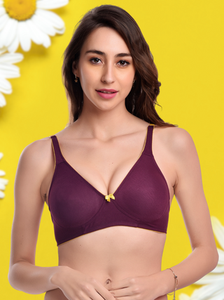 FIMS Fashion Women Cotton Blend Solid Moulded Bra Pack of 1 Purple