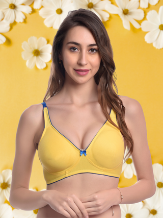 FIMS Fashion Women Cotton Blend Solid Moulded Bra Pack of 1 Yellow