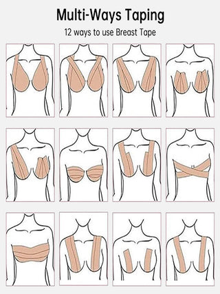 Women Cotton Spandex Boob Tape Camisole Clip-on Silicone Padded Bra Nipple Pasties Free-Size - fimsfashion