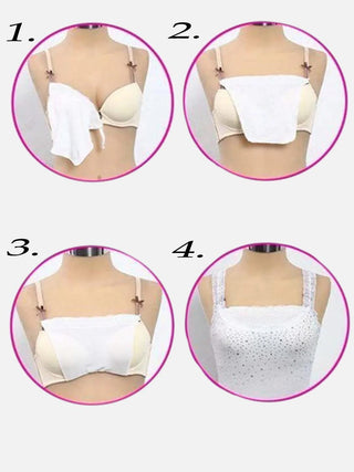 Women Cotton Spandex Boob Tape Camisole Clip-on Silicone Padded Bra Nipple Pasties Free-Size - fimsfashion