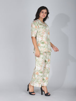 Fresh Green Floral Co-Ord Set Loungewear