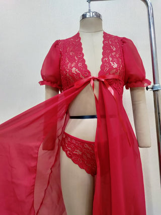 FIMS Fashion Women Net Babydoll Lingerie Nightwear with Lace Panty ( Free G-String Panty)
