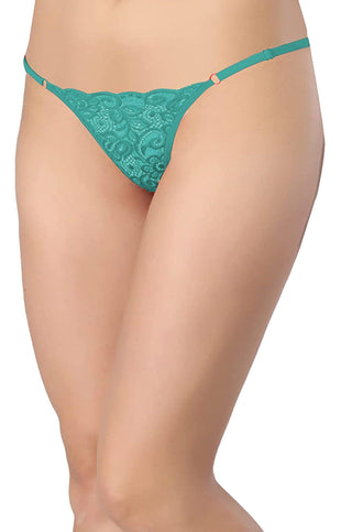 Women Elastane Floral Lace G-string Thong Panty Pack of 1 Multicolor Free-Size - fimsfashion