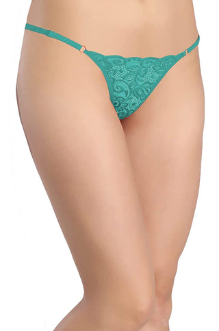 Women Elastane Floral Lace G-string Thong Panty Pack of 1 Multicolor Free-Size - fimsfashion