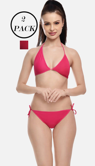 Women Satin Nylon Lycra Spandex Bikini Set Pack Of 2 for Women, Beach Lingerie for Girls - fimsfashion