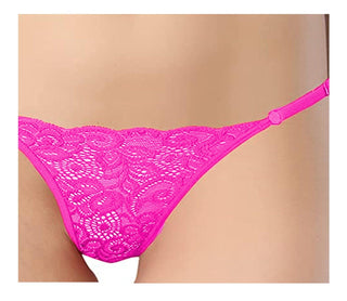 Women Elastane Floral Lace G-string Thong Panty Pack of 1 Multicolor Free-Size - fimsfashion