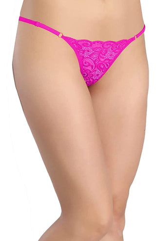 Women Elastane Floral Lace G-string Thong Panty Pack of 1 Multicolor Free-Size - fimsfashion