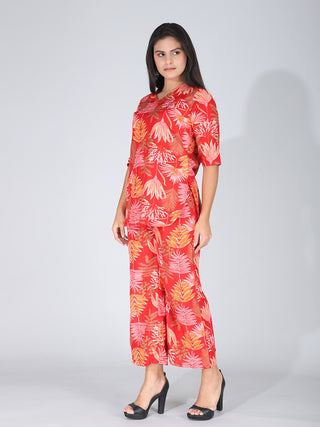 Bright Red Floral Co-Ord Set Loungewear