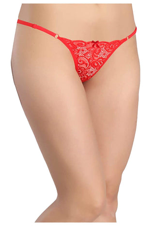 Women Elastane Floral Lace G-string Thong Panty Pack of 1 Multicolor Free-Size - fimsfashion