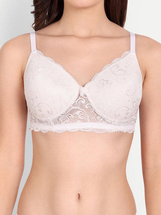 FIMS Fashion Padded Non-Wired Full Coverage Floral Lace bra - fimsfashion